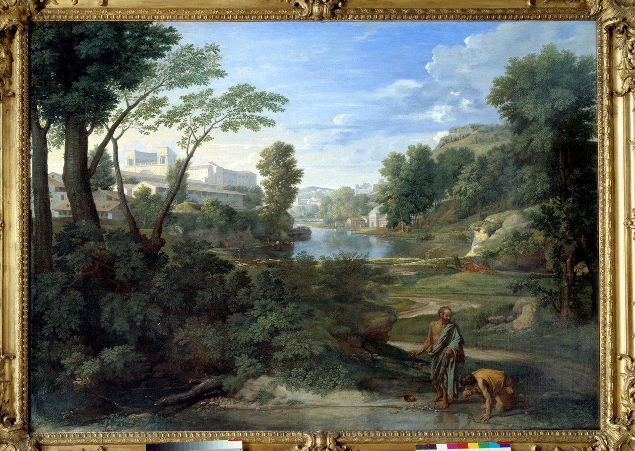 Diogene kaster sin ondskab. Maleri af Nicolas Poussin af Nicolas Poussin