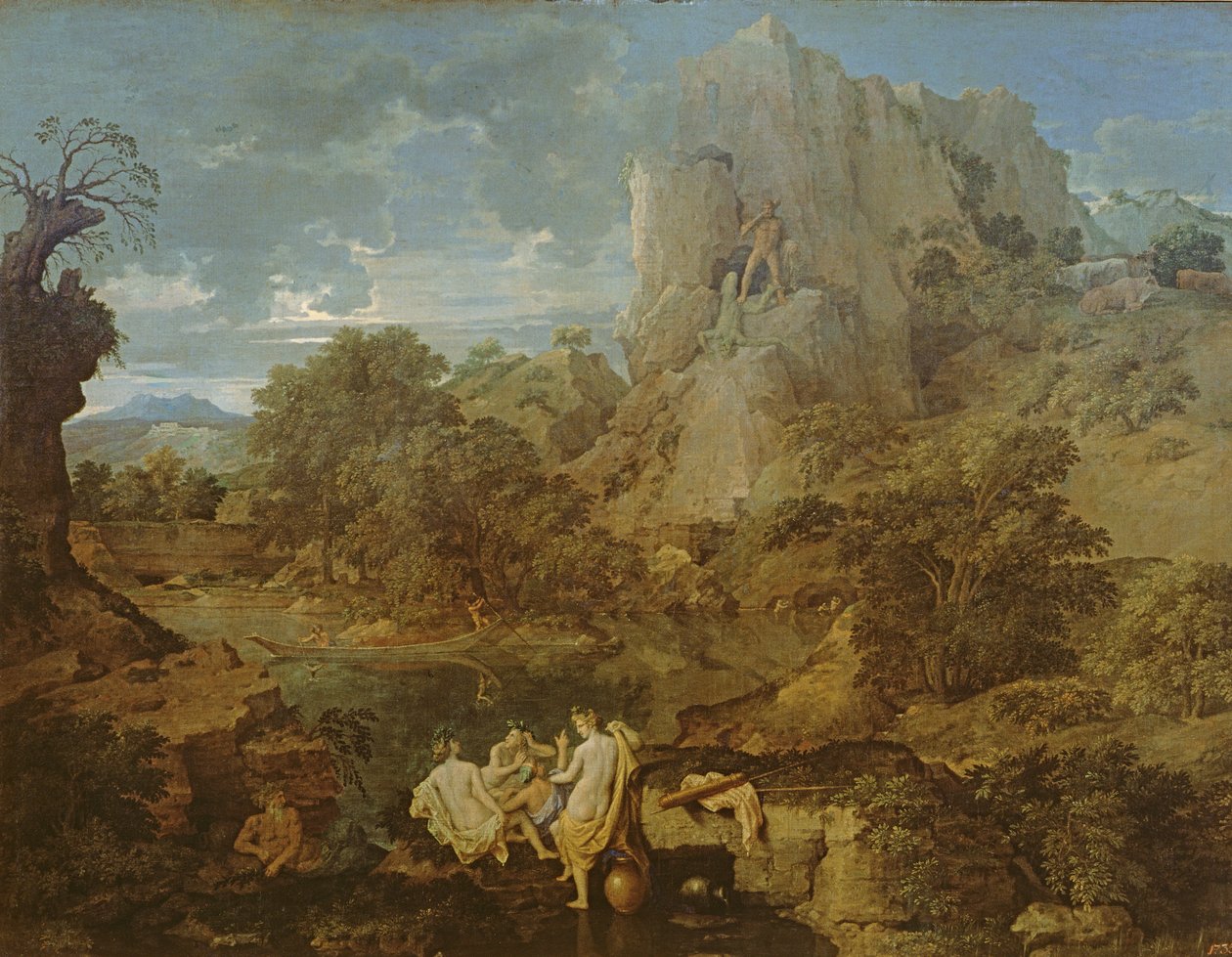 Landskab med Hercules og Cacus, ca. 1656 af Nicolas Poussin