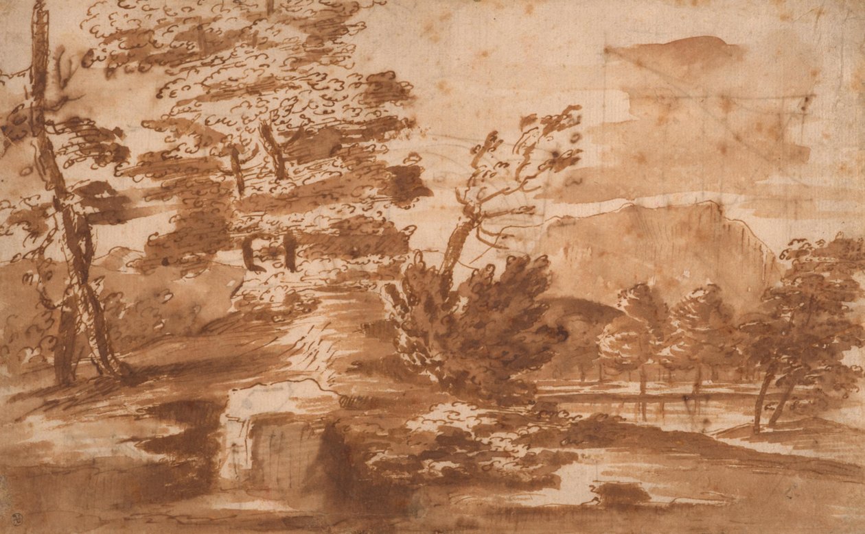 Landskab (forside) af Nicolas Poussin
