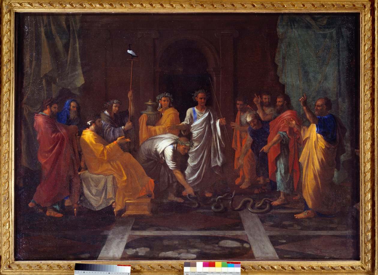 Moses ændrer Arons stang til en slange. Maleri af Nicolas Poussin af Nicolas Poussin