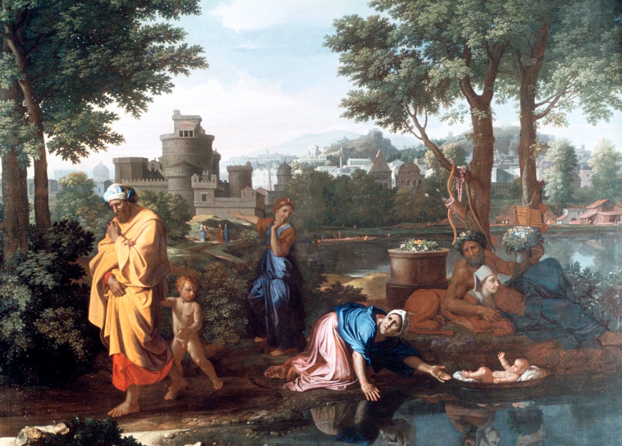 Udstillingen af Moses, 1654 af Nicolas Poussin
