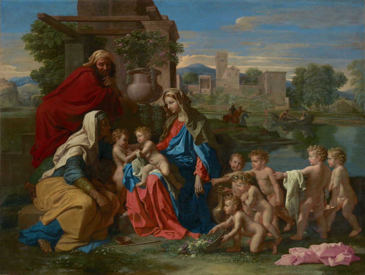 Den hellige familie, ca. 1651 (olie på lærred) af Nicolas Poussin