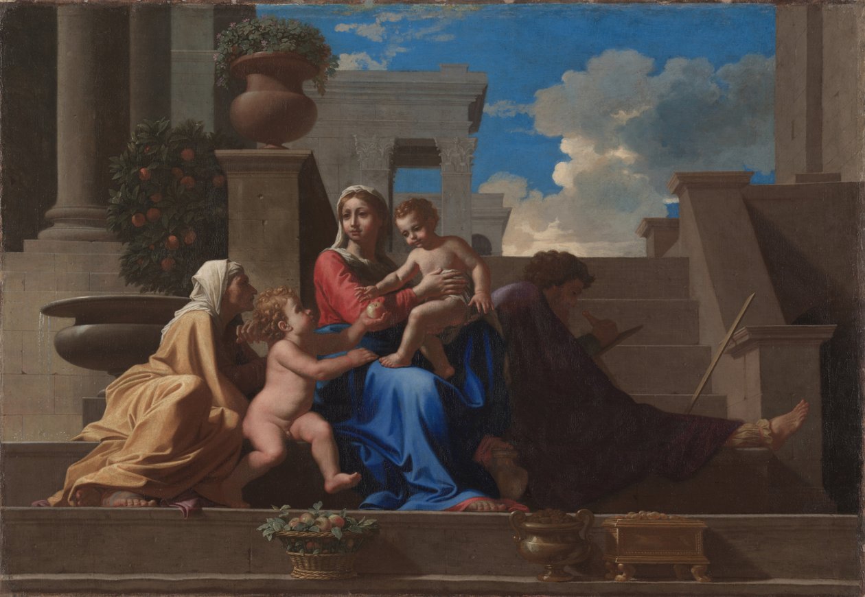 Den hellige familie på trappen, 1648 af Nicolas Poussin