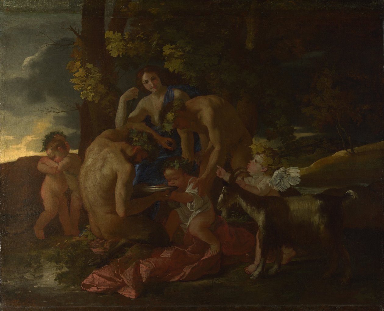 The Nurture of Bacchus, ca. 1628-1629 af Nicolas Poussin