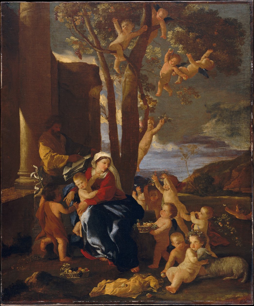 Resten på flugten til Egypten, ca. 1627 af Nicolas Poussin