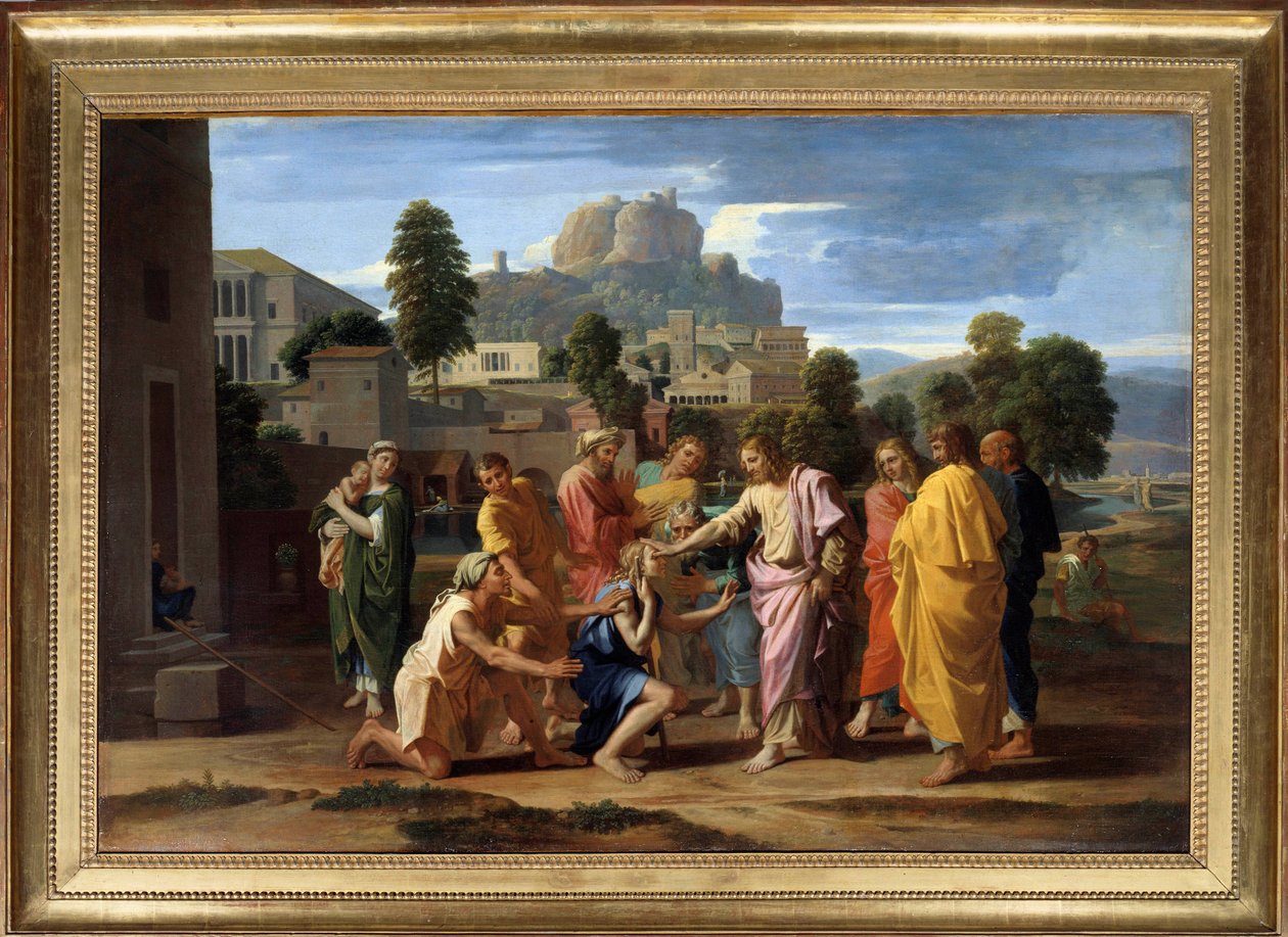 Den blinde fra Jeriko eller Kristus, der fører den blinde Maleri af Nicolas Poussin af Nicolas Poussin