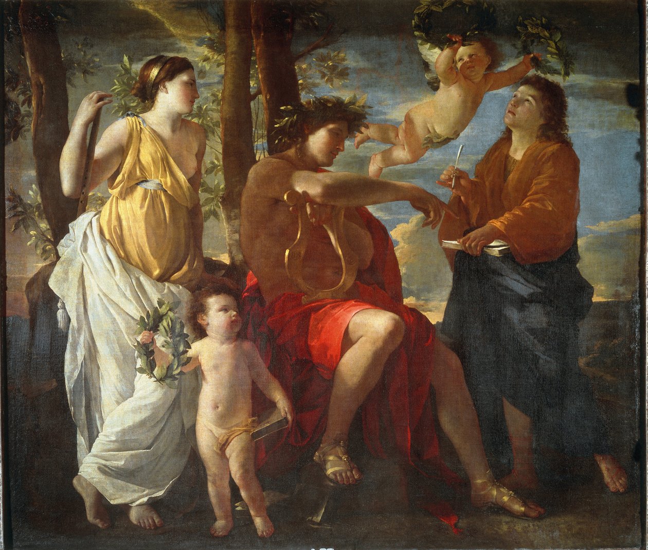 Digterens inspiration - olie på lærred af Nicolas Poussin