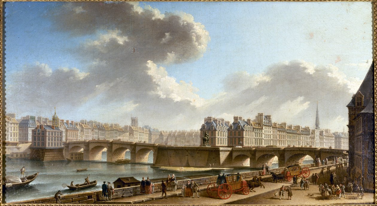Pont Neuf og udsigten over byen fra Conti-kajen, ca. 1772 (olie på lærred) af Nicolas Raguenet