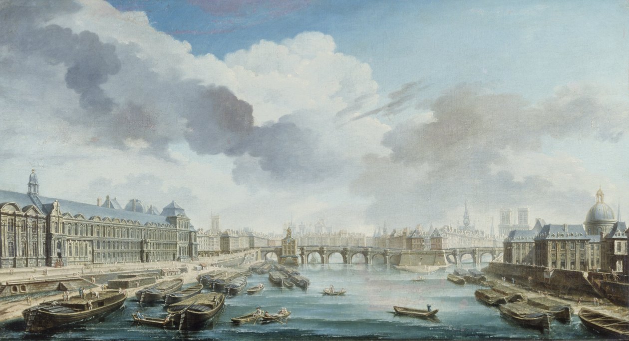 Louvre, Pont-Neuf og Collège des Quatre-Nations, nu Institut de France, set fra Pont Royal af Nicolas Raguenet