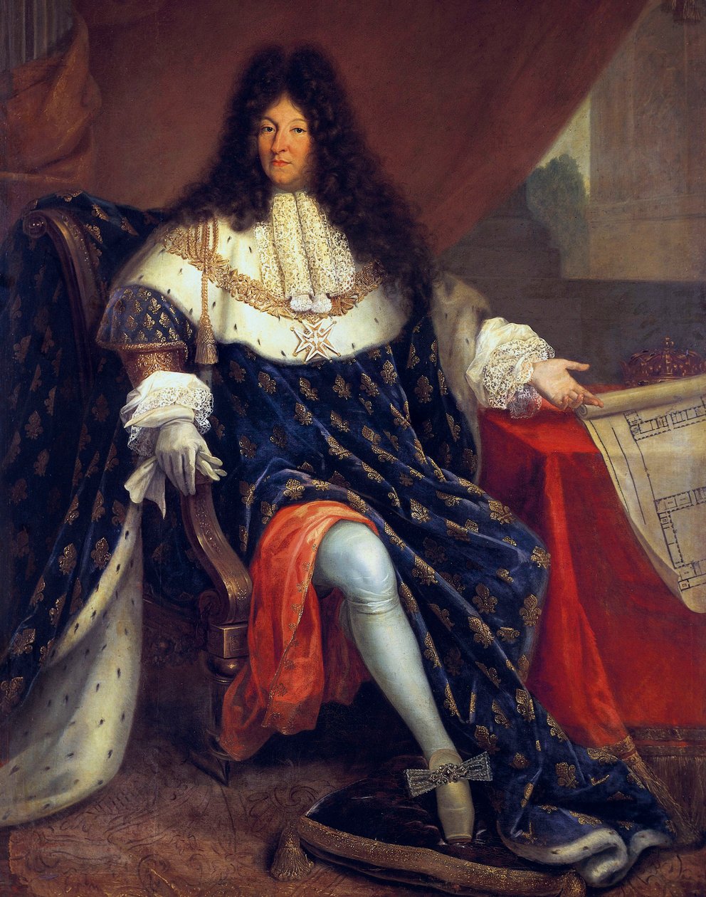 Ludvig XIV (1638-1715) fransk konge i 1643-1715 viser kongehuset Saint Cyr af Nicolas Rene Jollain