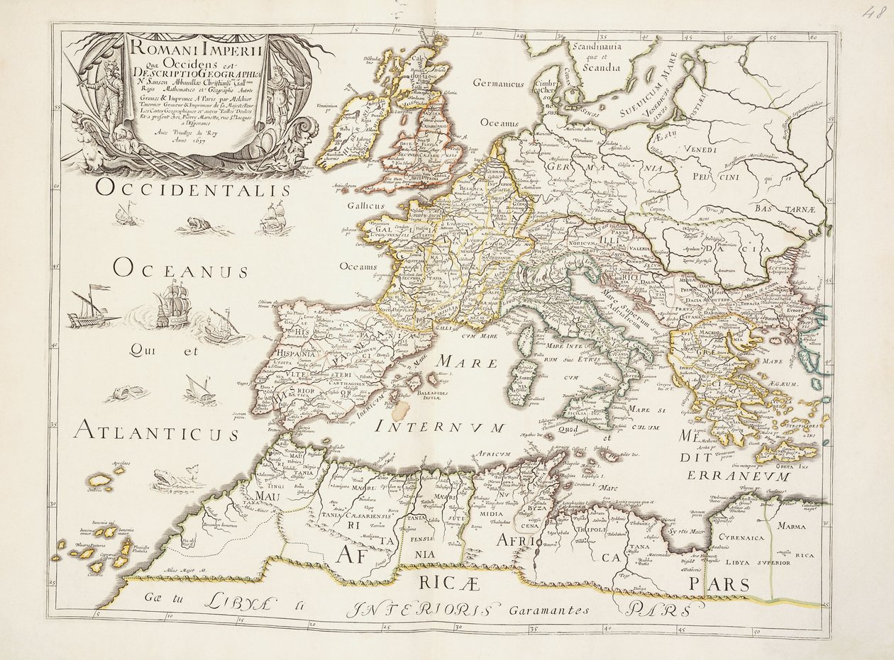 Kort over Romerriget, c.1675-76 af Nicolas Sanson DAbbeville