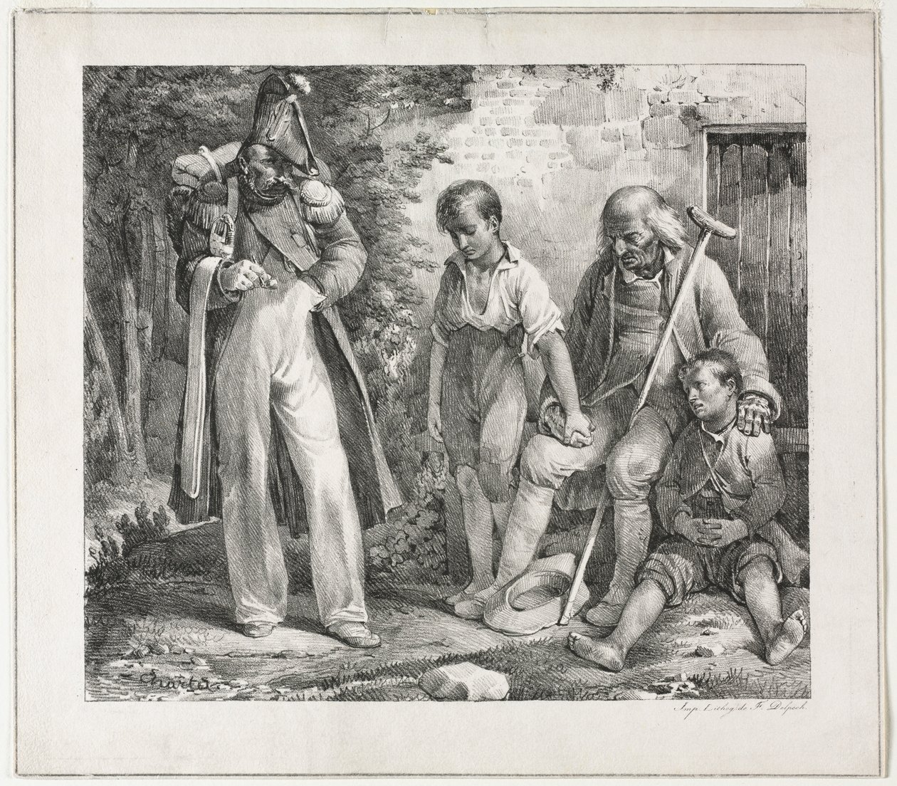 Beder om almisse, 1819. af Nicolas Toussaint Charlet