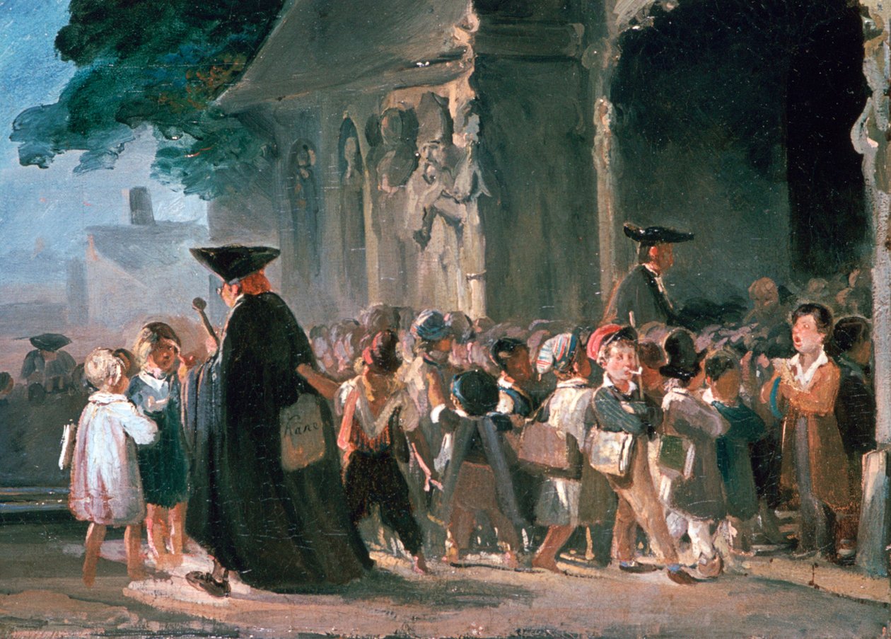 Børn ved en kirkedør, c1817-1845. af Nicolas Toussaint Charlet