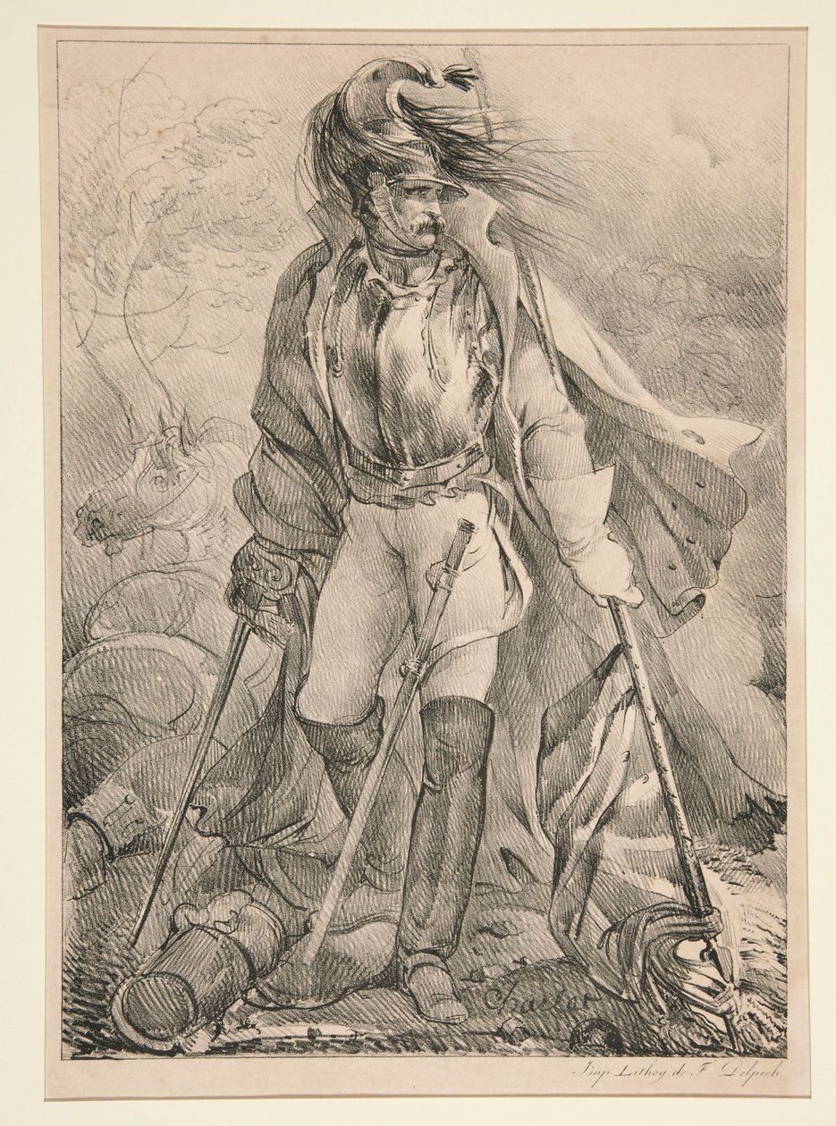 Fransk Cuirassier, der bærer et flag af Nicolas Toussaint Charlet