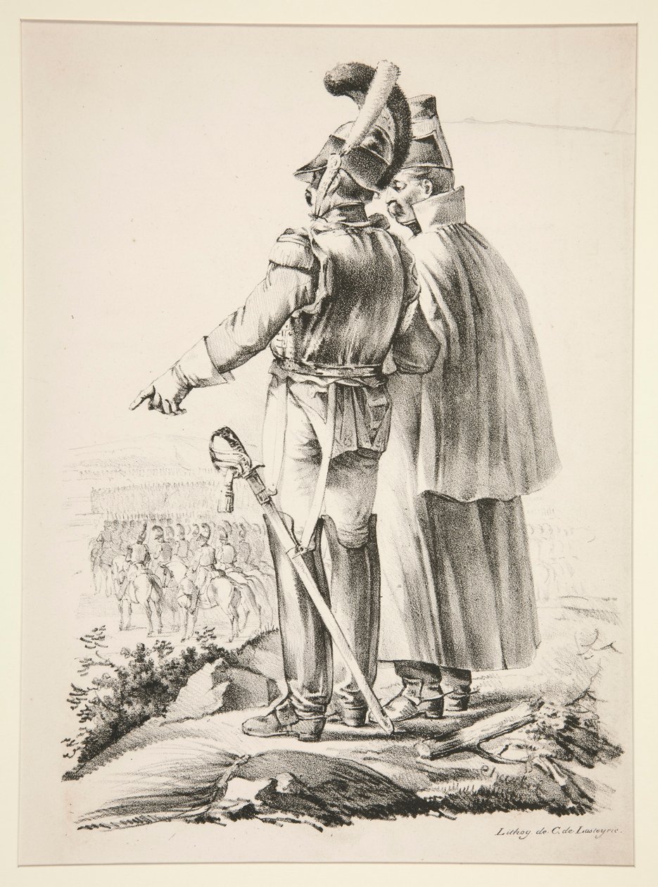 To Cuirassiers til fods af Nicolas Toussaint Charlet