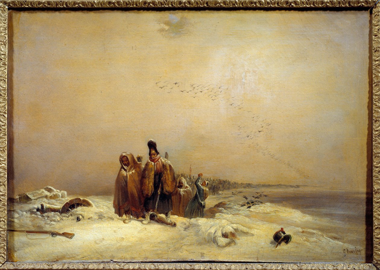 Episode af den russiske tilbagetog Napoleonskrigen (1812). Maleri af Nicolas Toussaint Charlet (Toussaint-Charlet af Nicolas Toussaint Charlet