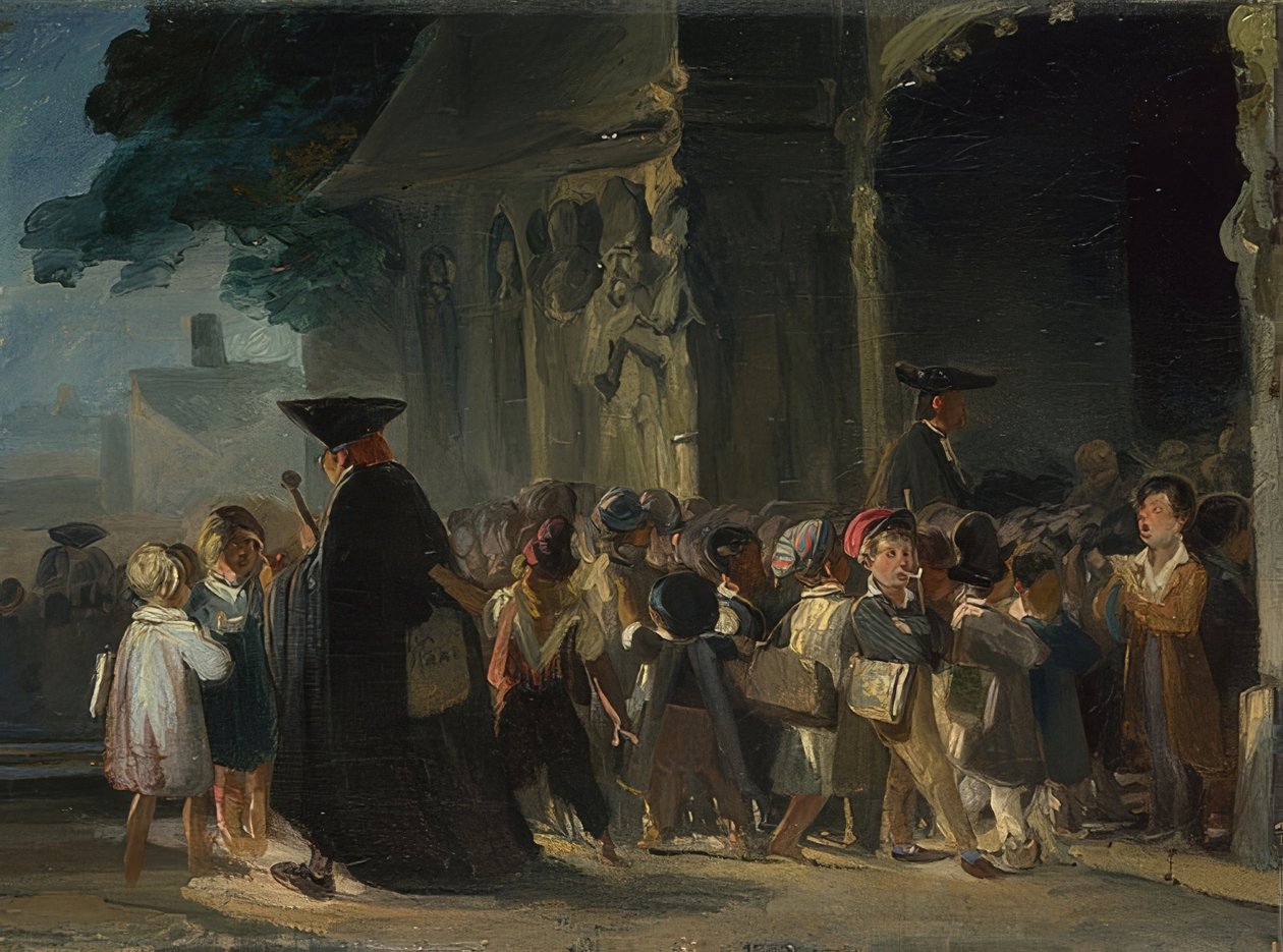 Børn foran en kirkeindgang. Mellem 1817 og 1845 af Nicolas Toussaint Charlet