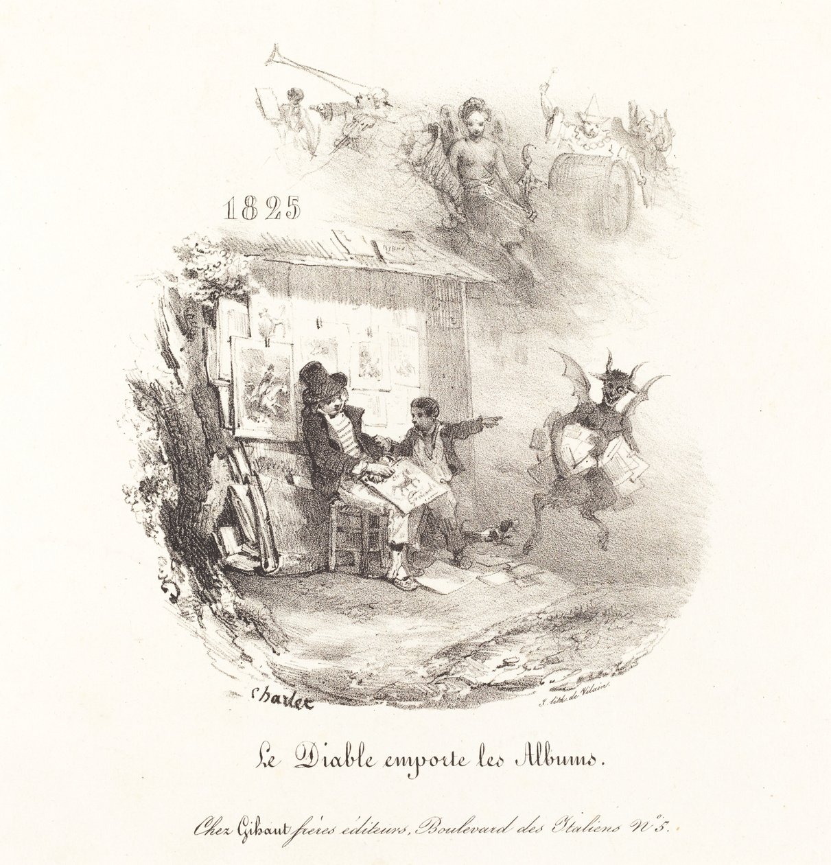 Le Diable emporte les albums (Djævelen løber af med litografialbummene) af Nicolas Toussaint Charlet