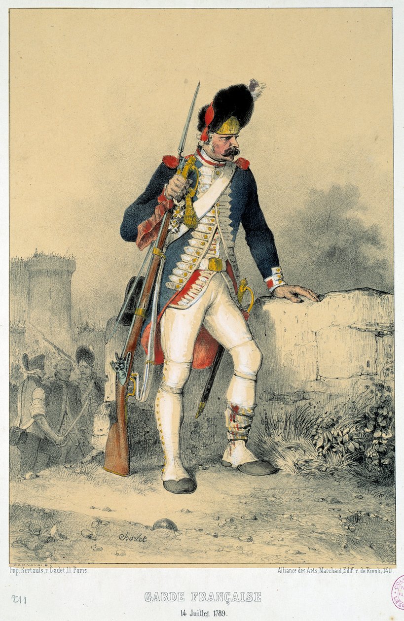 Medlem af den franske garde (14. juli 1789). Gravering af Nicolas Toussaint Charlet (1792-1845) af Nicolas Toussaint Charlet