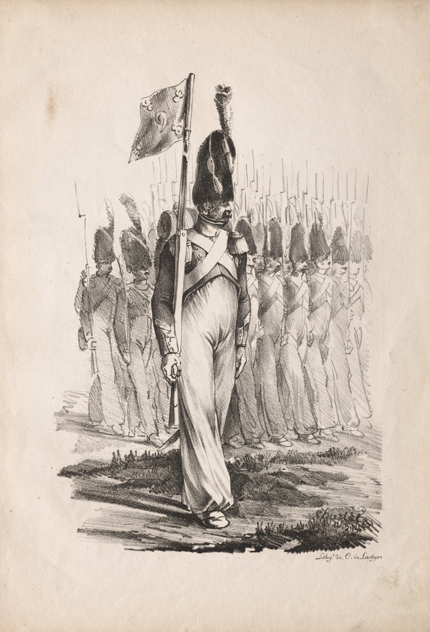 Militære kostumer: Carabiners Sargent, General Guide, 1817-1818. af Nicolas Toussaint Charlet