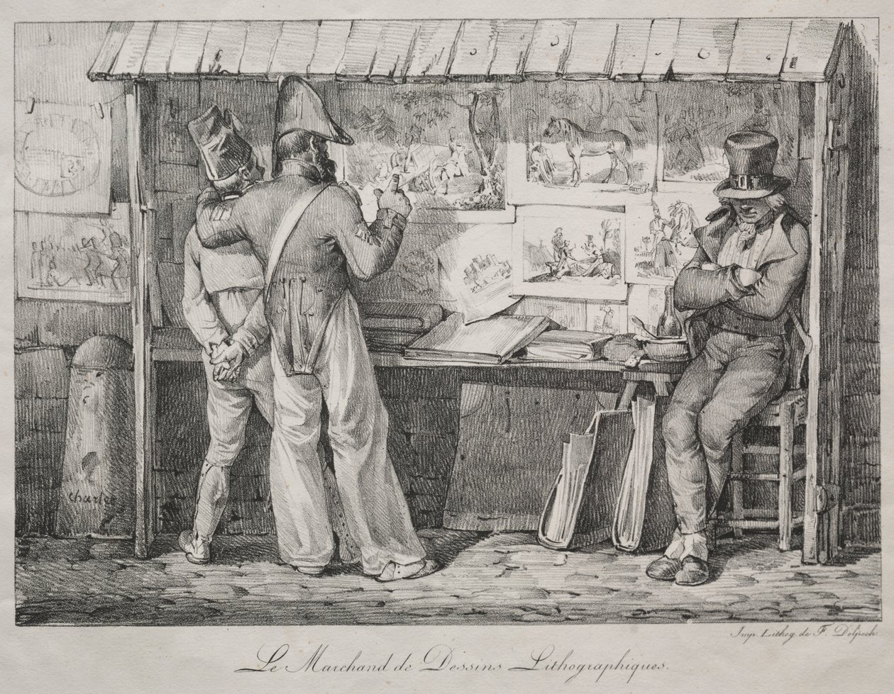 Litografihandleren af Nicolas Toussaint Charlet