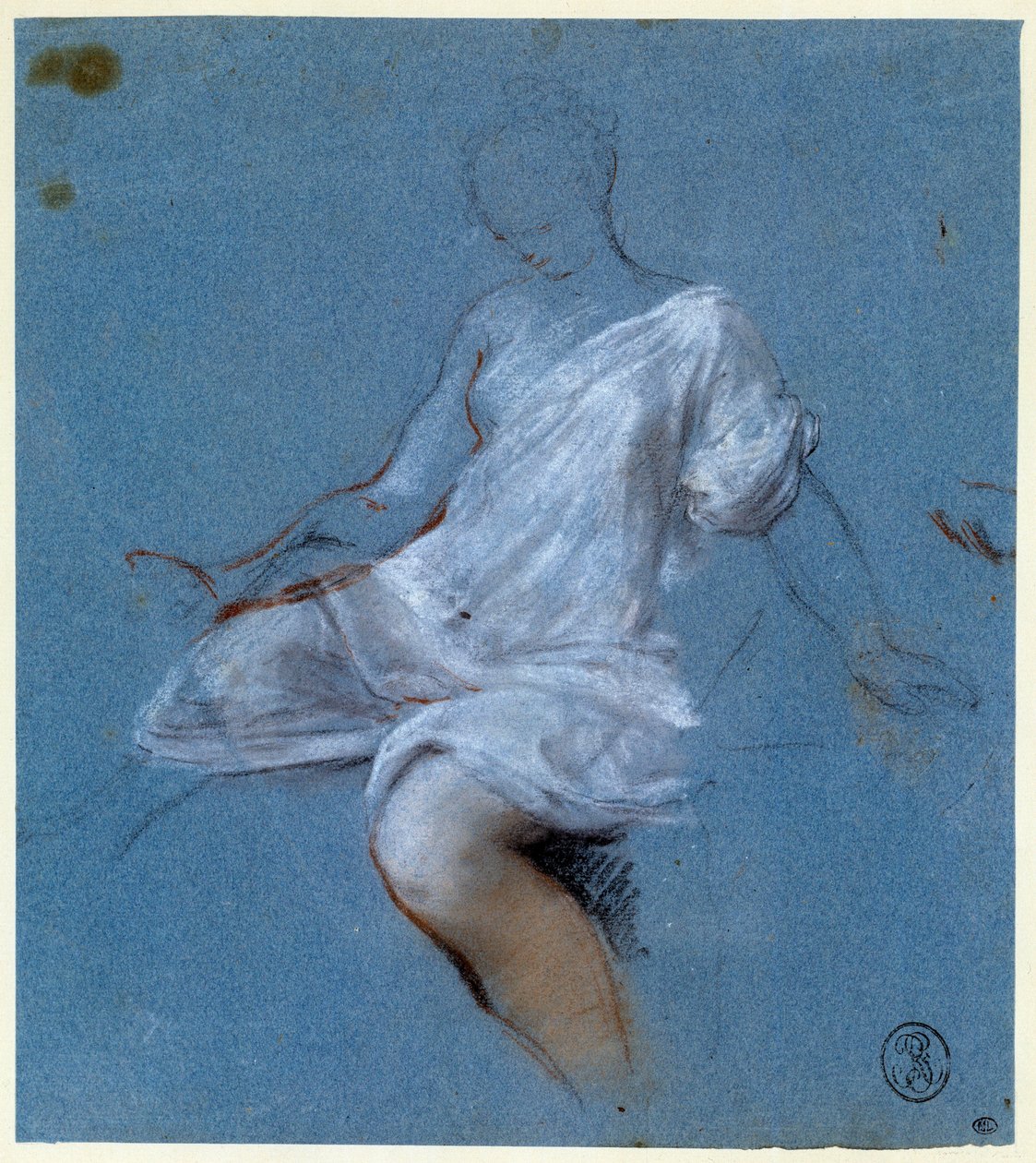 Studie af draperi på kroppen Tegning af Nicolas Vleughels (1668-1737) 1700-tallets Paris, Louvre-museet af Nicolas Vleughels
