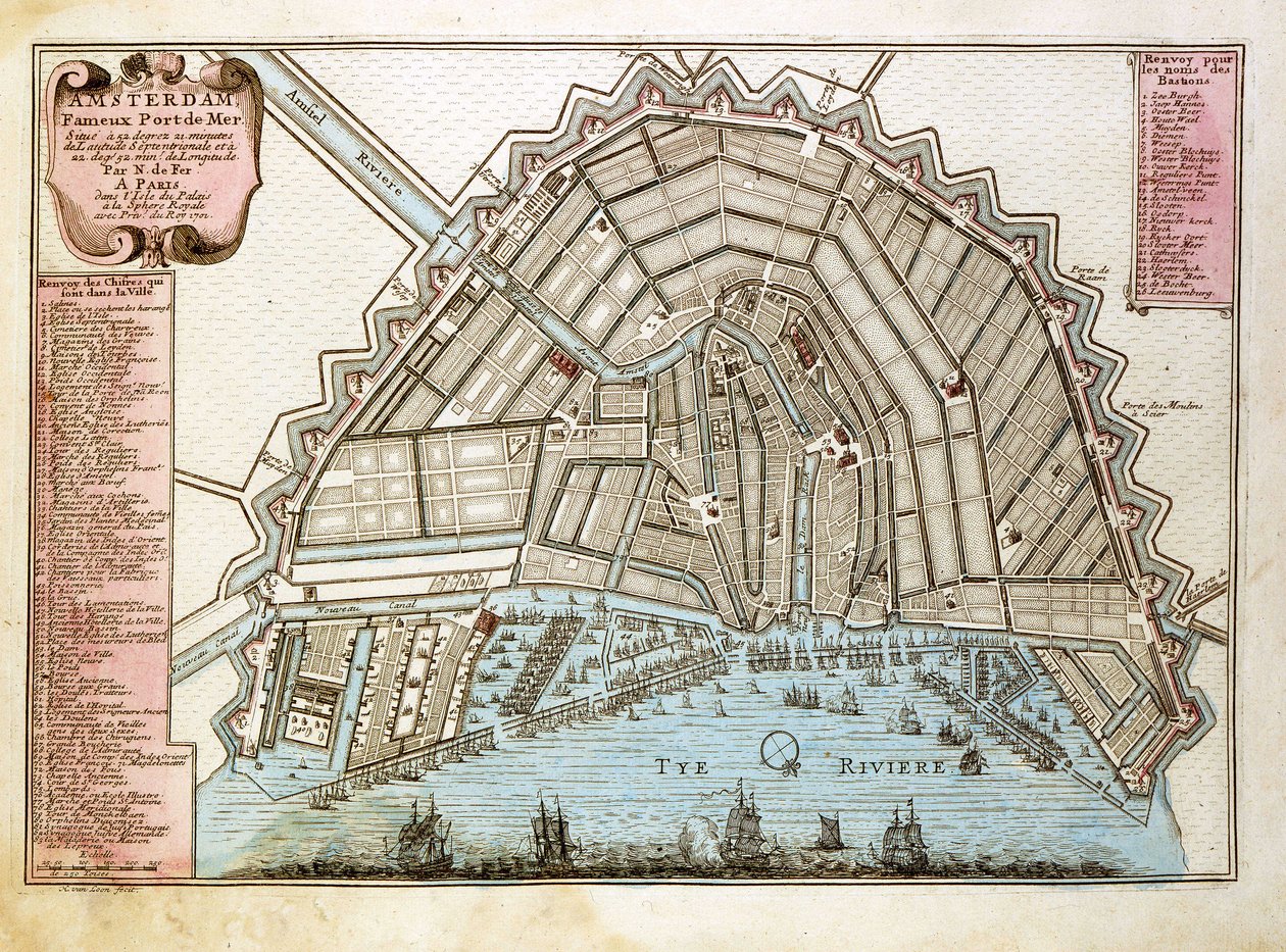 Kort over Amsterdam. Atlas af Nicolas de Fer (1646-1720), Paris 1700. af Nicolas de Fer