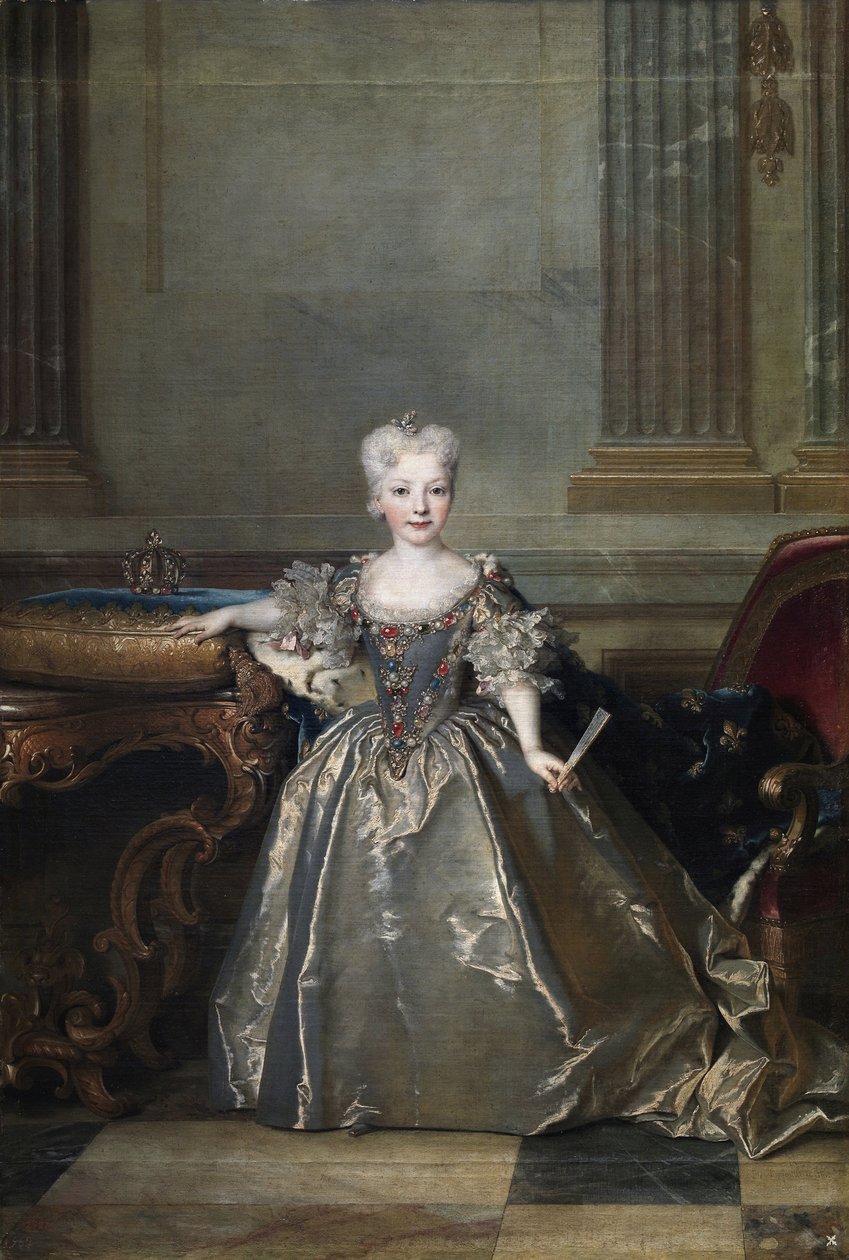 ""Portræt af Infanta Marie-Anne-Victoire de Bourbon (Marie Anne Victoire) (1718-1781) forlovet med Louis XV i 1722"" (Infanta Mariana Victoria af Spanien) Maleri af Nicolas de Largillière (1656-1746) 1724 Madrid , Museo del Prado af Nicolas de Largillière