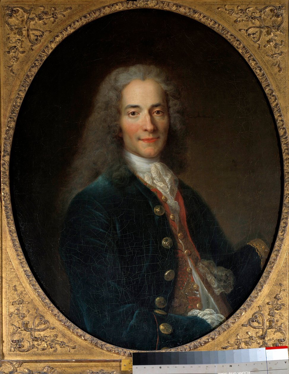 Portræt af Francois Marie Arouet dit Voltaire (1694-1778) i en alder af 24 Maleri af Nicolas de Largilliere (1656-1746) 1718 Søn. 0,8 x 0,65 m - Portræt af Francois Marie Arouet kaldet Voltaire (1694-1778) i en alder af 24 år. Maleri af Nicolas de Largi af Nicolas de Largillière
