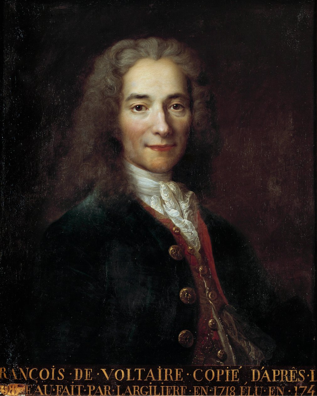 Portræt af Francois Marie Arouet dit Voltaire (1694 - 1778), fransk forfatter og filosof. Kopi af Nicolas De Largilliere (1656 - 1746) af Nicolas de Largillière