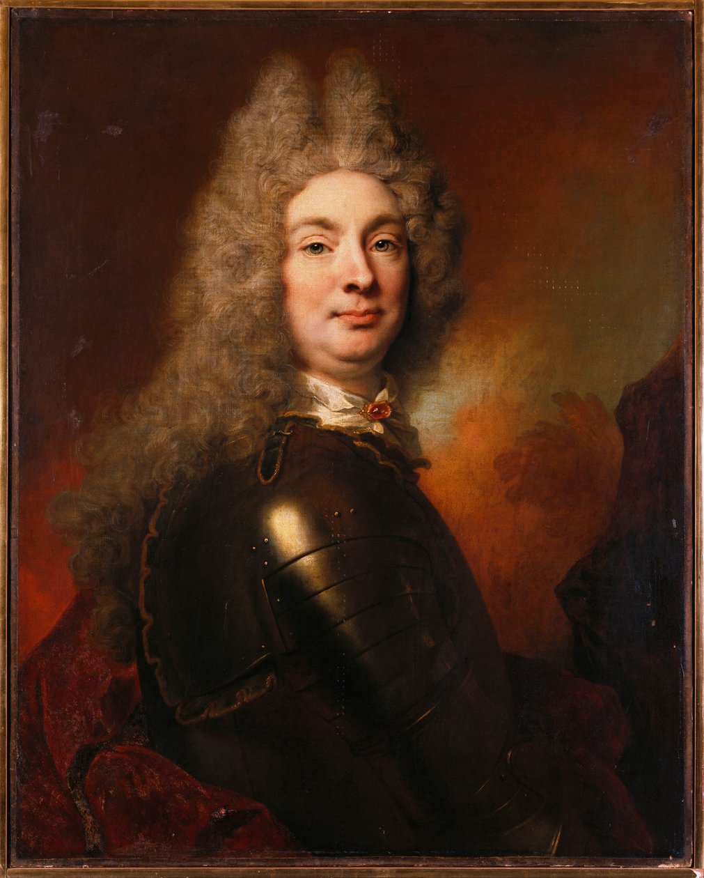 Portræt af en adelsmand i rustning, iført rød kappe af Nicolas de Largillière