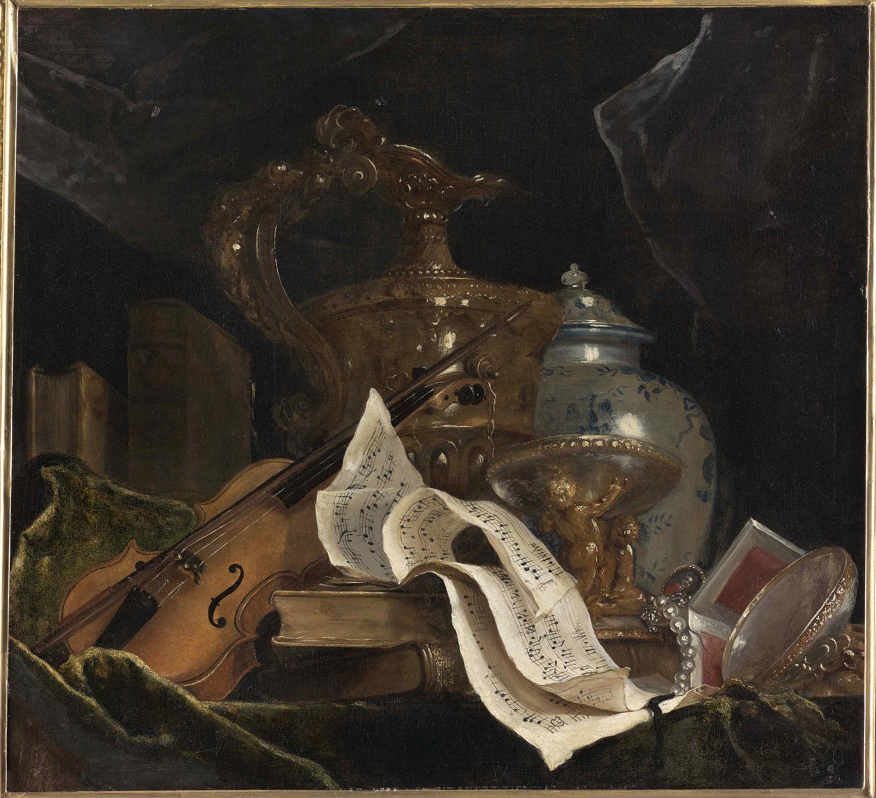 Stilleben med musikinstrument, 1695-1700. af Nicolas de Largillière