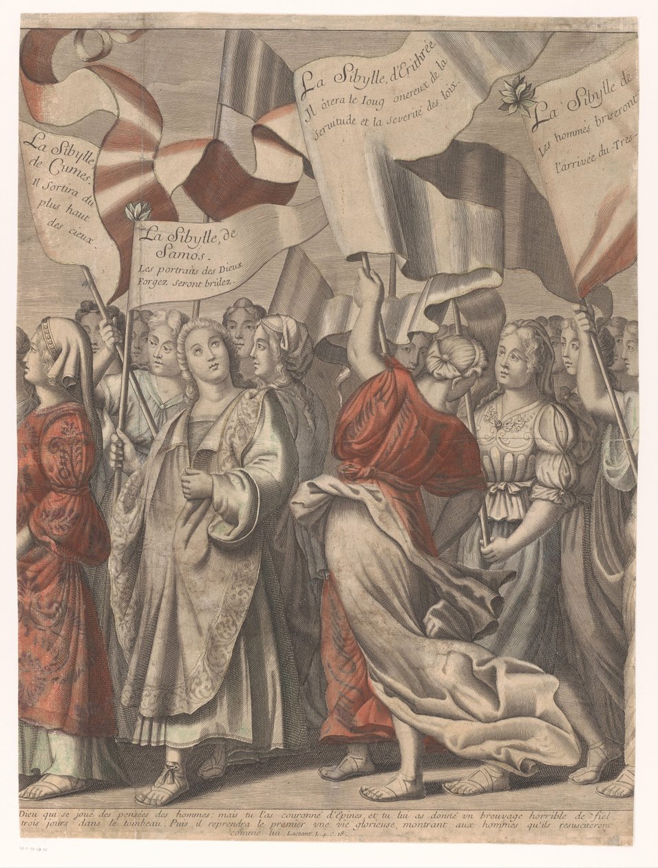 Kristi triumftog med figurer fra Det Gamle og Nye Testamente (Del Tre) Jesu Kristi triumf (titel på objekt) af Nicolas de Larmessin (I)