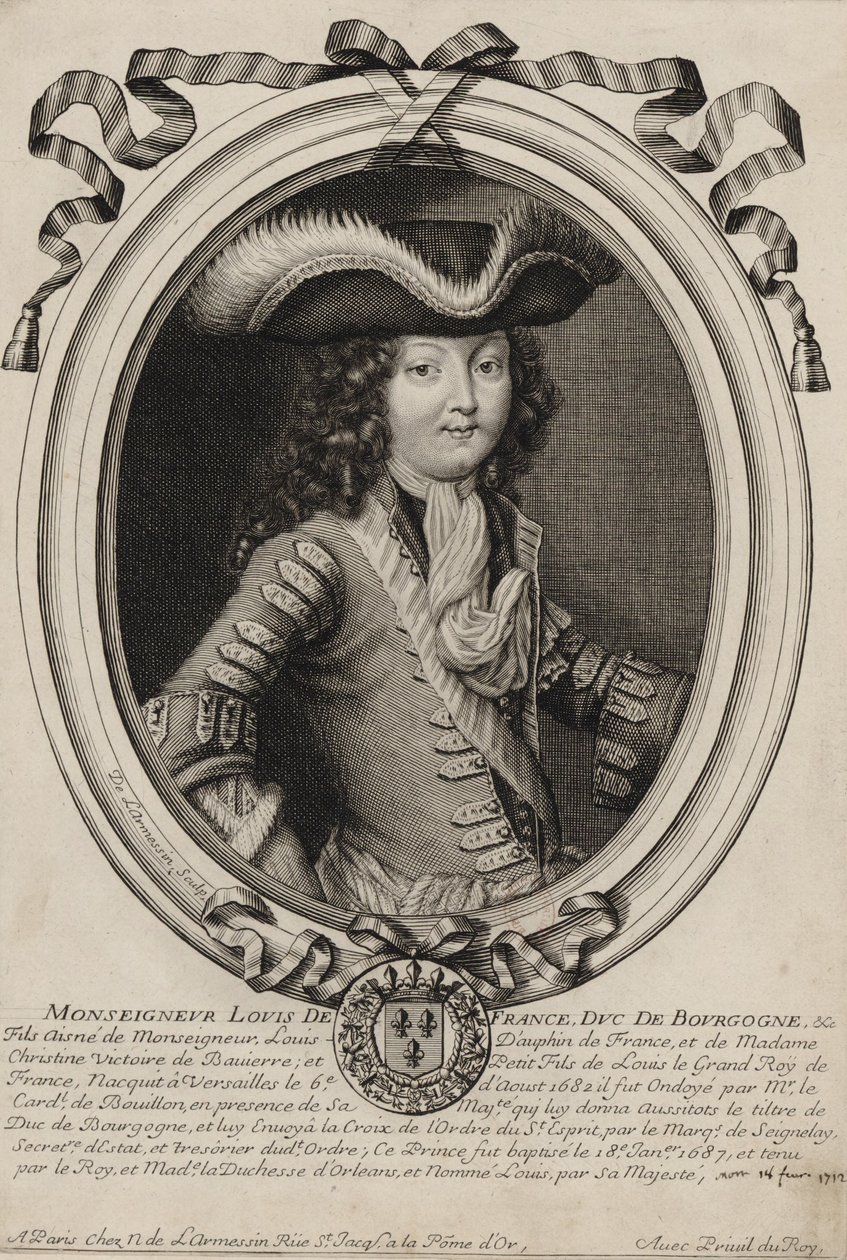 Graveret portræt af Louis, hertug af Bourgogne (1682-1712) af Nicolas de Larmessin