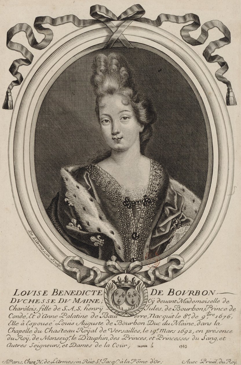 Gravering af Louise Bénédicte de Bourbon (hertuginde af Maine), af Nicholas de Larmessin fra Paris ca. 1690 af Nicolas de Larmessin