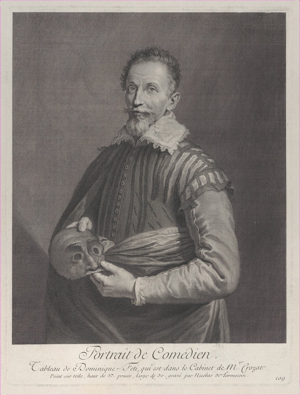 Portræt af en komiker: portræt af Francesco Andreini med en maske, 1729-40., 1729-40. af Nicolas de Larmessin