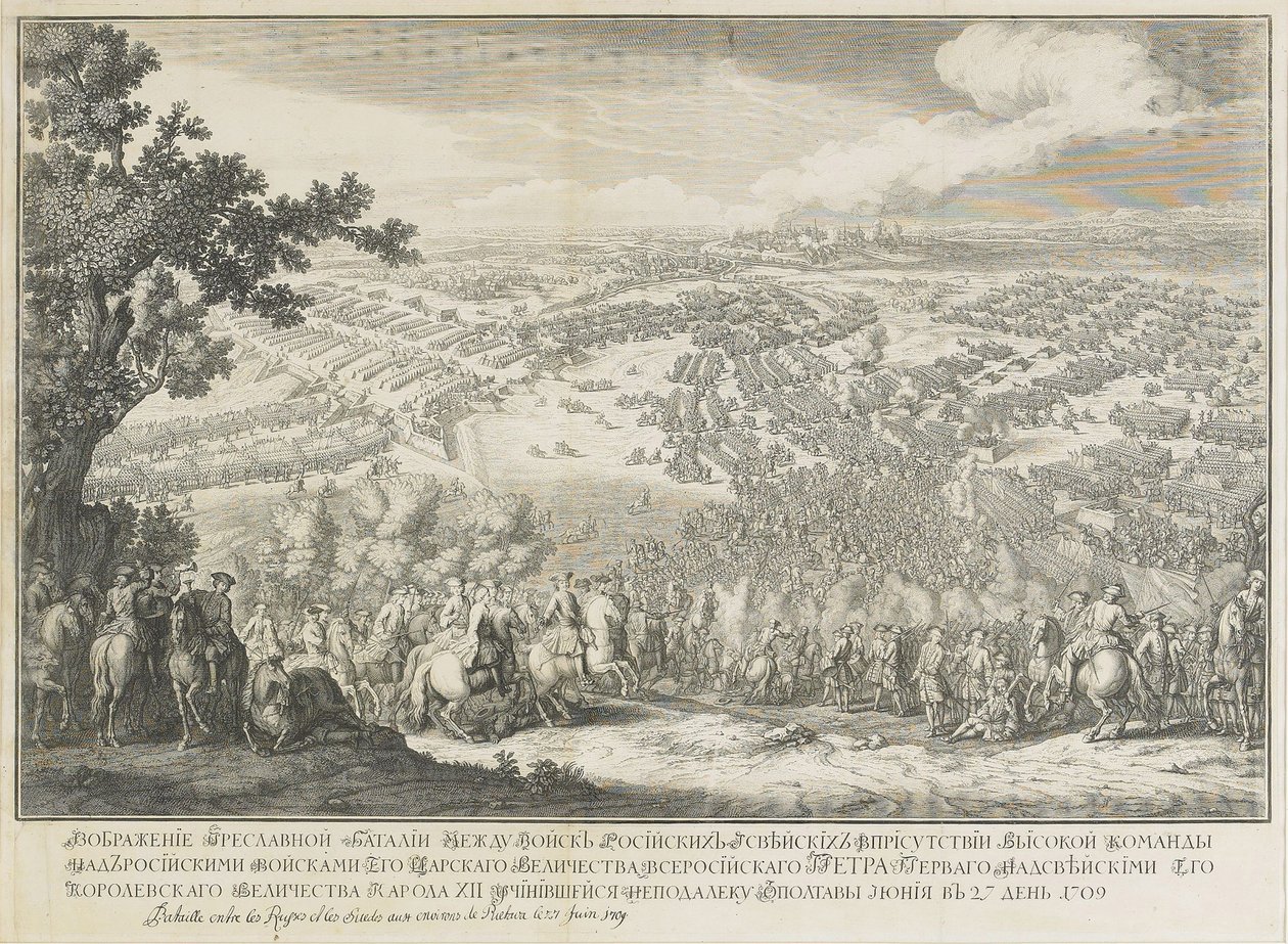 Slaget ved Poltava den 27. juni 1709 af Nicolas de Larmessin II