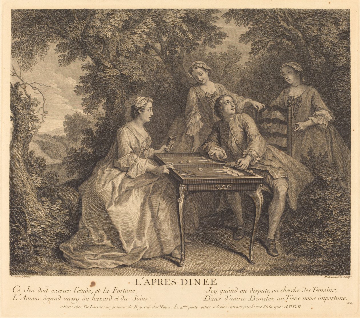 Efter aftensmad af Nicolas de Larmessin IV after Nicolas Lancret