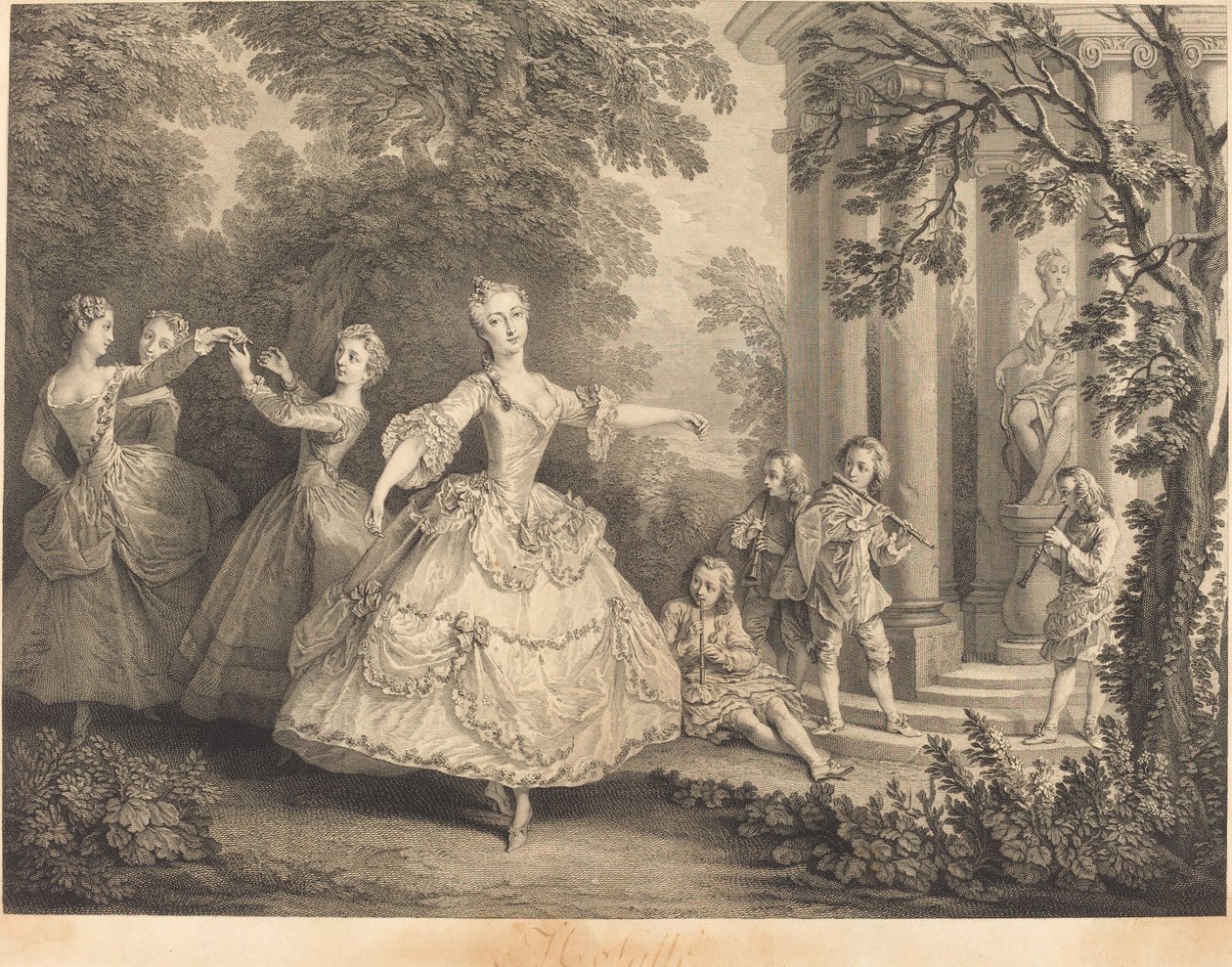 Frøken Hall af Nicolas de Larmessin IV after Nicolas Lancret