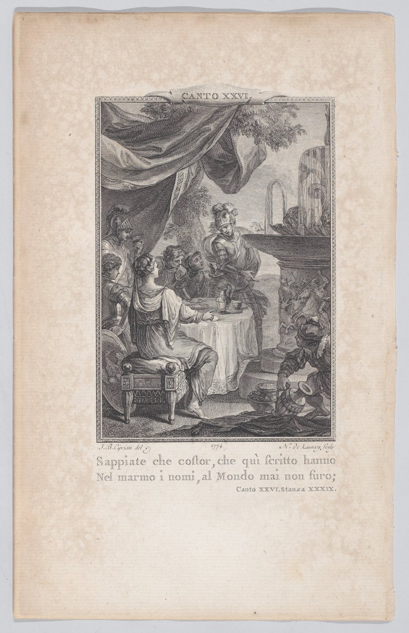 Canto 26, Stanza 39, fra Orlando Furioso, 1774., 1774. af Nicolas de Launay