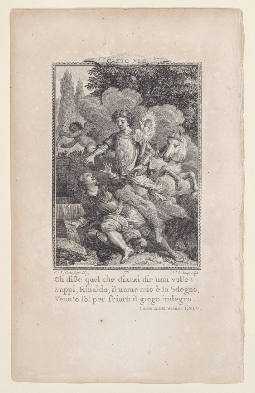Canto 42, værelse 64, fra Orlando Furioso, 1774., 1774. af Nicolas de Launay