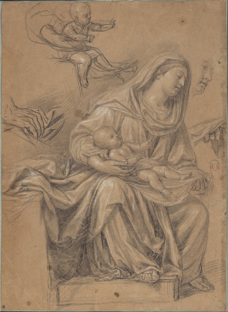 Siddende Madonna med Jesusbarnet på knæet og beslægtede studier af Nicolas de Plattemontagne