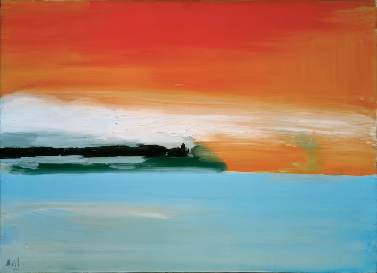 Jernbane ved havet, solnedgang af Nicolas de Staël