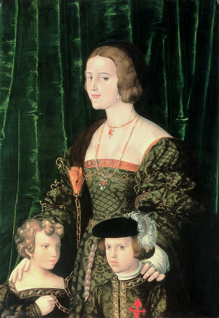 Joanna den gale af Castille (1479-1555), den unge Karl V (1500-58) og hans søster af Nicolaus Alexander Mair von Landshut