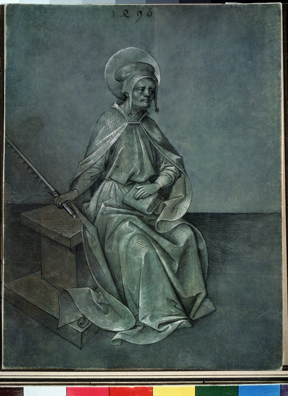 ""Apostlen Simon"" Akvarel og blæk af Nikolaus Alexander Mair von Landshut (1450-1510) 1496 Pushkin Museum, Moskva af Nicolaus Alexander Mair von Landshut