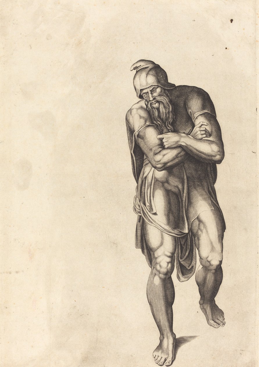 Stridende mand af Nicolaus Beatrizet after Michelangelo