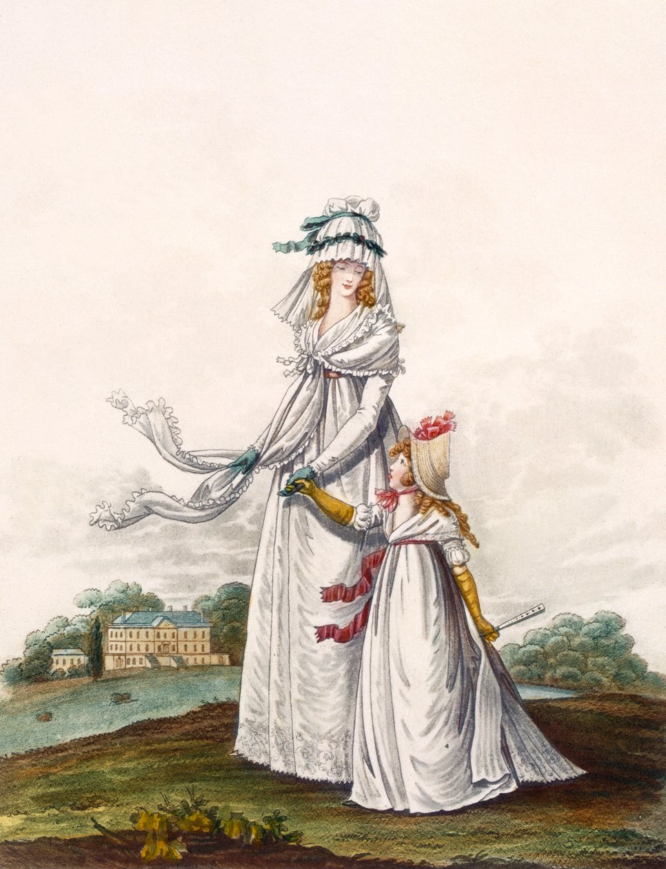Morgenkjoler, fig. 63 og fig. 64 fra "The Gallery of Fashion", 1797 af Nicolaus von Heideloff