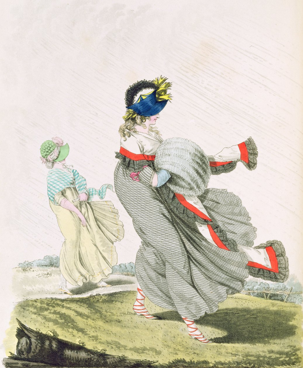 Morgenkjoler figner. 134 og 135 fra Nikolaus Heideloffs `Gallery of Fashion