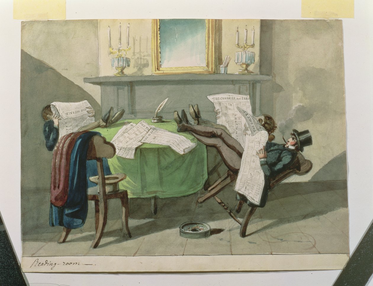 Astor House læsesal, 1840 af Nicolino Calyo