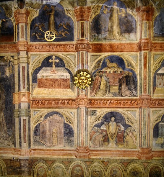 Religiøse scener fra en række vægmalerier, der skildrer den astrologiske cyklus af Nicolo and Stefano da Ferrara Miretto